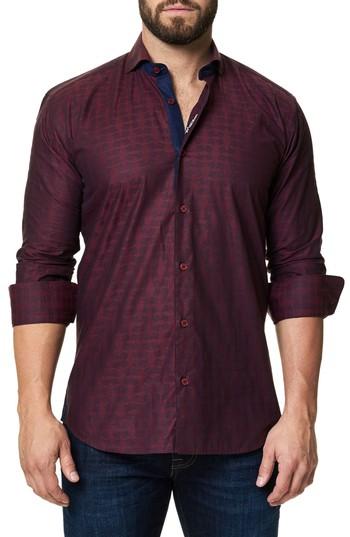 Men's Maceoo Trim Fit Print Sport Shirt (m) - Burgundy