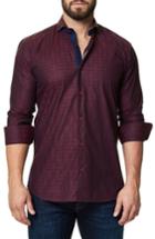 Men's Maceoo Trim Fit Print Sport Shirt (m) - Burgundy
