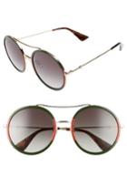 Women's Gucci 56mm Round Sunglasses - Green-red/ Green