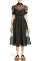 Women's Simone Rocha Smocked Waist Floral Organza Dress Us / 4 Uk - Black