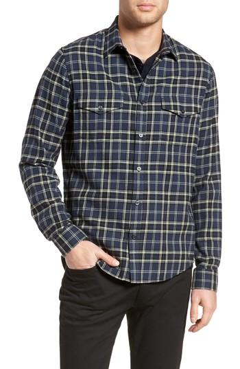 Men's Vince Regular Fit Plaid Sport Shirt, Size - Blue