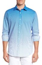 Men's Bugatchi Print Sport Shirt - Blue