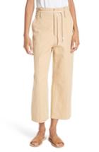 Women's Vince High Rise Linen Cotton Crop Pants - Beige
