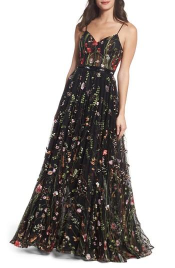Women's Mac Duggal Embroidered Bustier Gown - Black