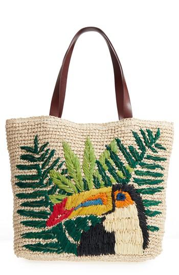 Nordstrom Toucan Packable Woven Raffia Tote - Brown