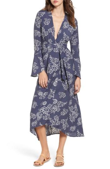 Women's Faithfull The Brand Floral Print Wrap Midi Dress - Blue