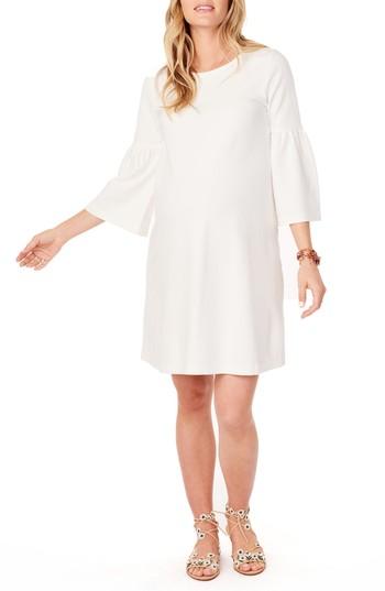 Women's Ingrid & Isabel Ponte Knit Bell Sleeve Maternity Dress - White