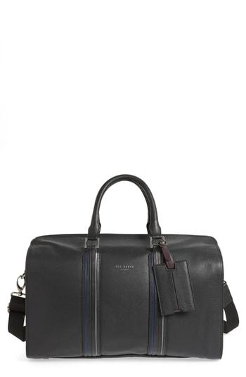 Men's Ted Baker London Geeves Stripe Leather Duffel Bag -