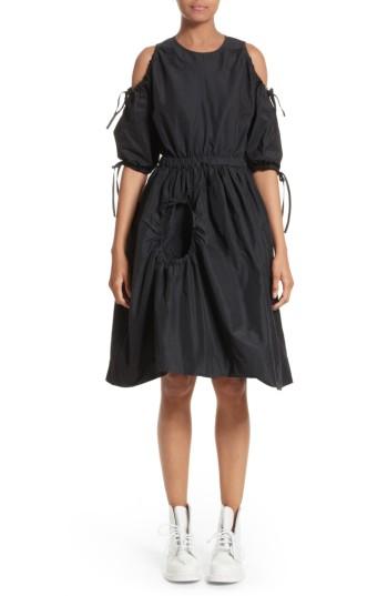 Women's Paskal Cold Shoulder Drawstring Dress - Black
