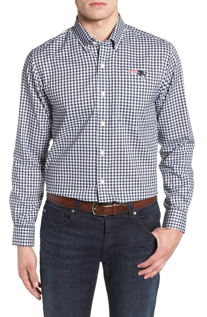 Men's Cutter & Buck New England Patriots - League Fit Sport Shirt, Size Medium - Blue