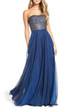 Women's La Femme Embellished Strapless Ballgown - Blue