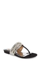 Women's Badgley Mischka Trent Embellished Flat Sandal .5 M - Black