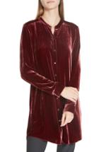 Women's Eileen Fisher Long Velvet Shirt, Size - Red