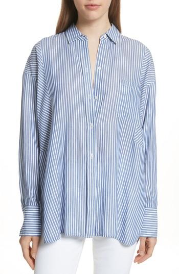 Women's Vince Classic Stripe Cotton Blend Tunic - Blue