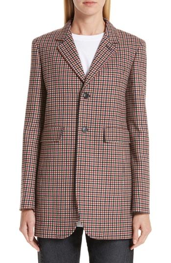 Women's Balenciaga Check Stretch Wool Blazer Us / 36 Fr - Brown