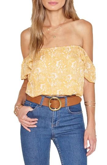 Women's Amuse Society Mariposa Off The Shoulder Woven Top - Metallic