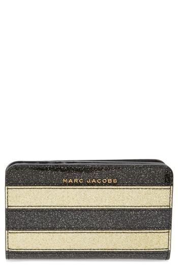 Women's Marc Jacobs Glitter Stripe Compact Leather Wallet -