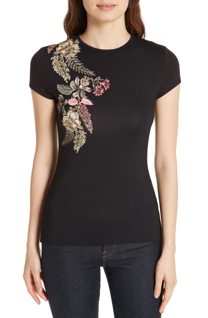 Women's Ted Baker London Hallie Pirouette Fitted Tee - Black