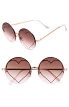 Women's Circus By Sam Edelman 58mm Heart Round Sunglasses - Rosegold/ Pink Lens