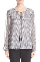 Women's St. John Collection Gingham Print Silk Georgette Blouse