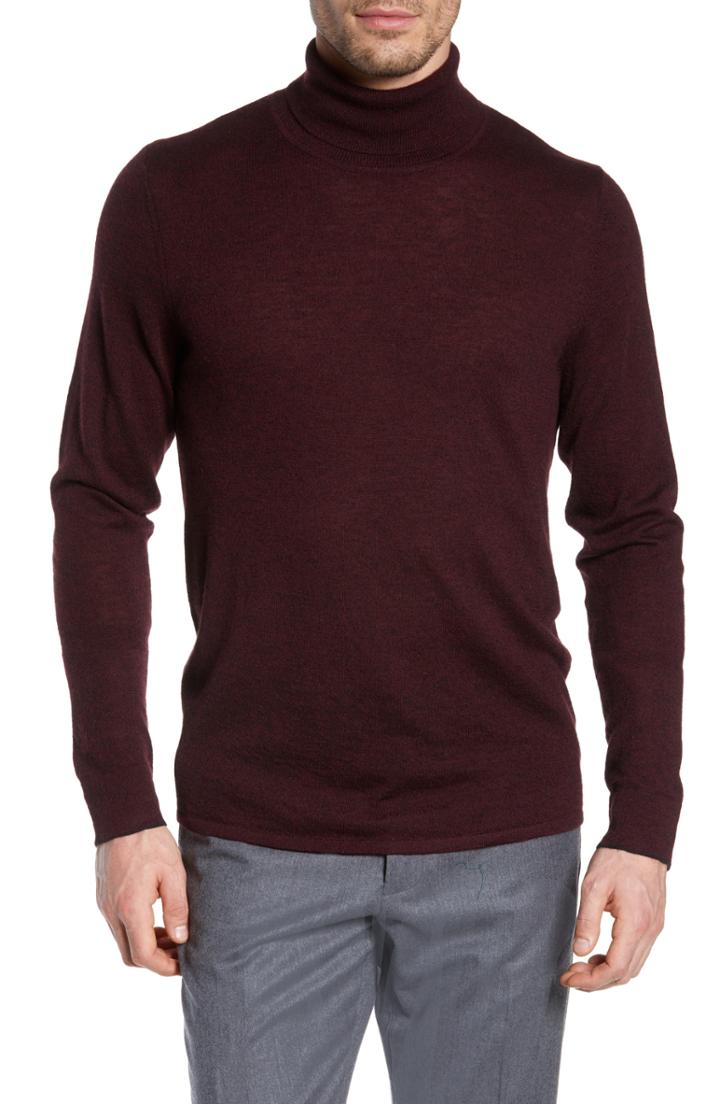 Men's Nordstrom Signature Cashmere Turtleneck - Burgundy