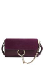 Women's Chloe Faye Leather & Suede Wallet On A Strap - Purple