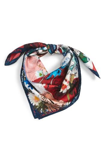 Women's Christian Lacroix Les Filles En Fleur Square Silk Scarf, Size - Blue