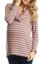 Women's Everly Grey Reina Cowl Neck Maternity/nursing Top - Purple