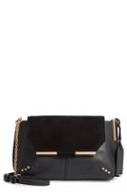 Sole Society Chusy Suede & Faux Leather Crossbody Bag - Green