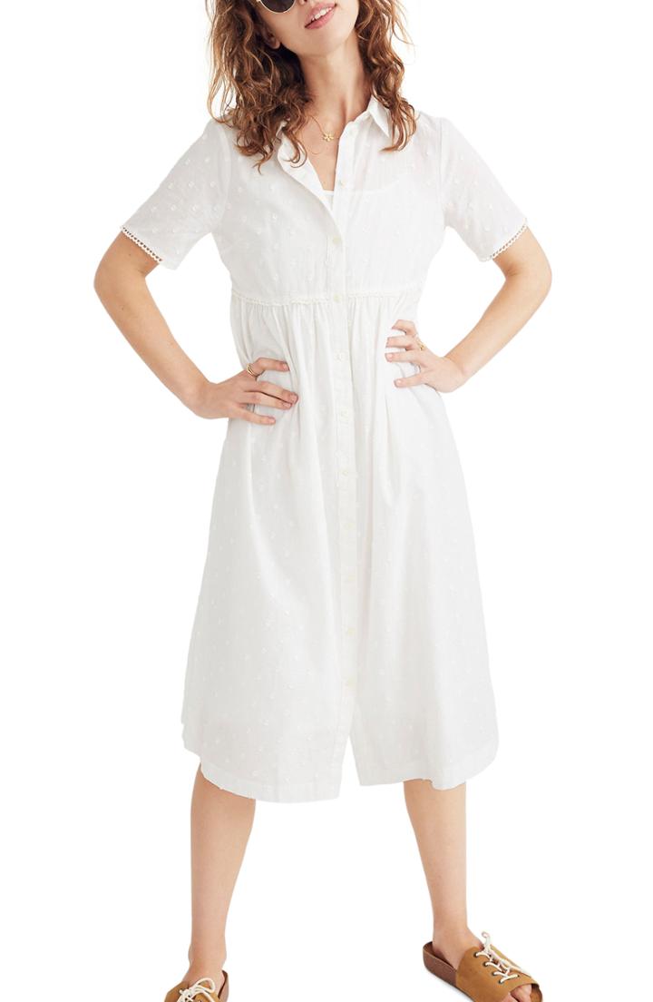 Women's Madewell Clipdot Midi Shirtdress