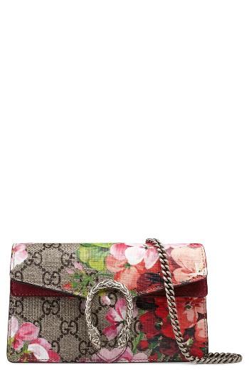 Gucci Super Mini Dionysus Gg Blooms Canvas Shoulder Bag - Beige
