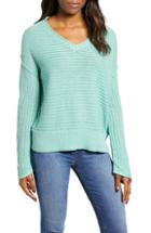 Women's Caslon Tuck Stitch V-neck Sweater - Green