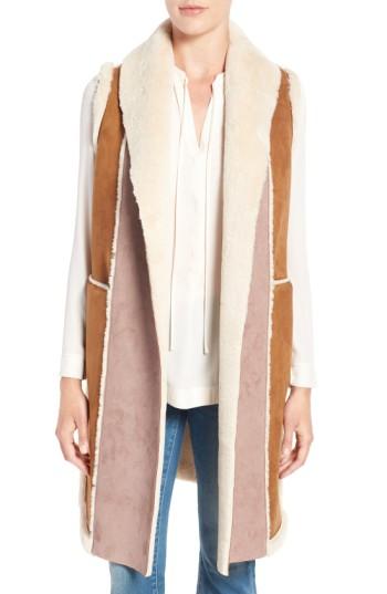 Women's French Connection Long Faux Shearling Vest - Brown
