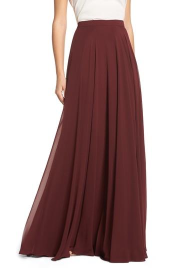 Women's Jenny Yoo Hampton Long A-line Chiffon Skirt - Burgundy