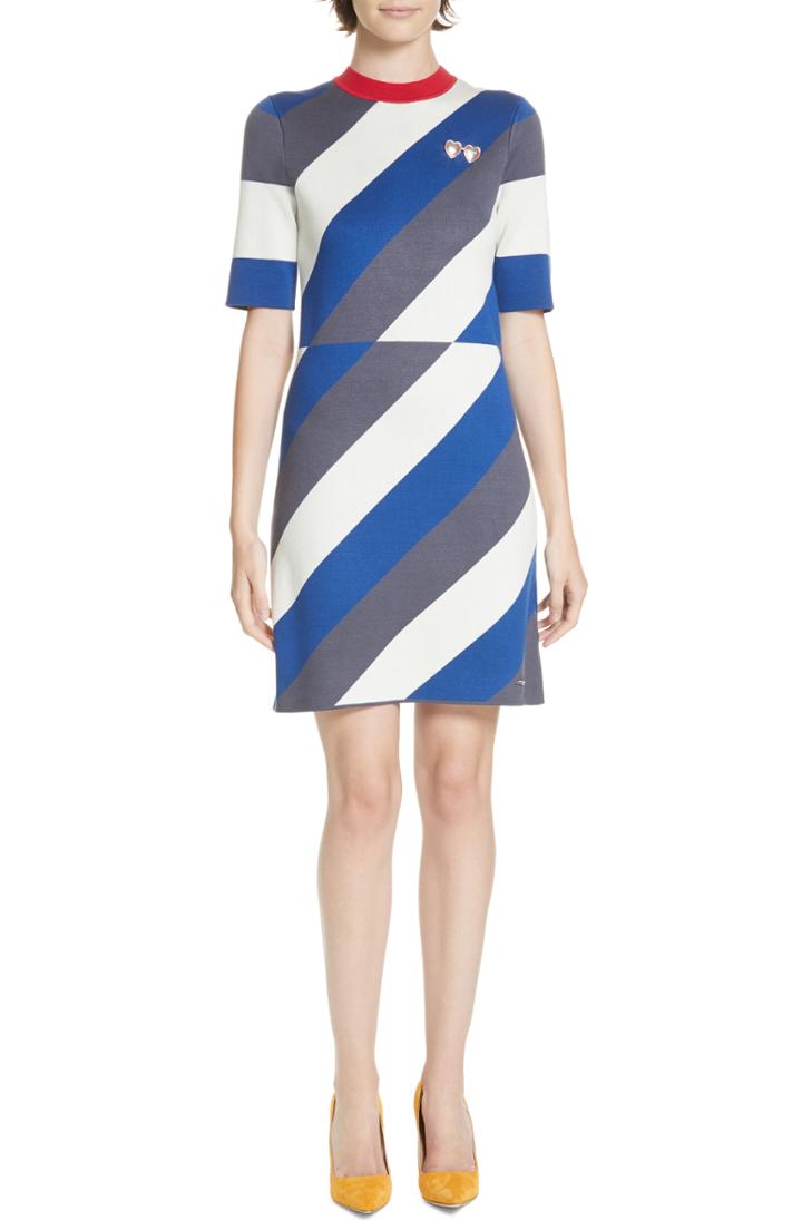 Women's Ted Baker London Colour By Numbers Jaddee Diagonal Stripe Dress - Grey