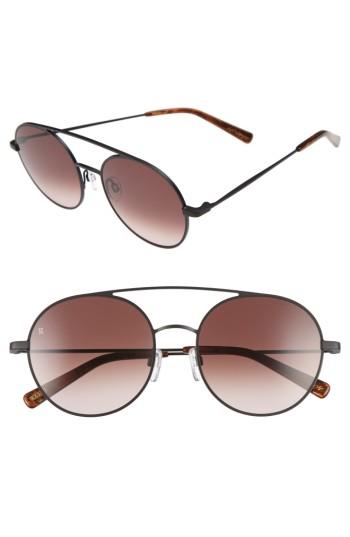 Women's Raen Scripps 55mm Round Sunglasses - Black/ Burlwood