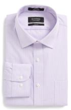 Men's Nordstrom Men's Shop Trim Fit No-iron Stripe Dress Shirt .5 32/33 - Purple