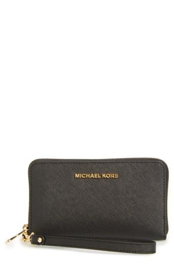 Women's Michael Michael Kors 'jet Set Travel' Multifunction Phone Case - Black