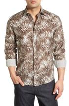 Men's Bugatchi Shaped Fit Print Sport Shirt - Beige