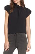 Women's Chelsea28 Dotted Crinkle Chiffon Top, Size - Black