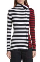 Women's Monse Half & Half Stripe Wool Sweater - White