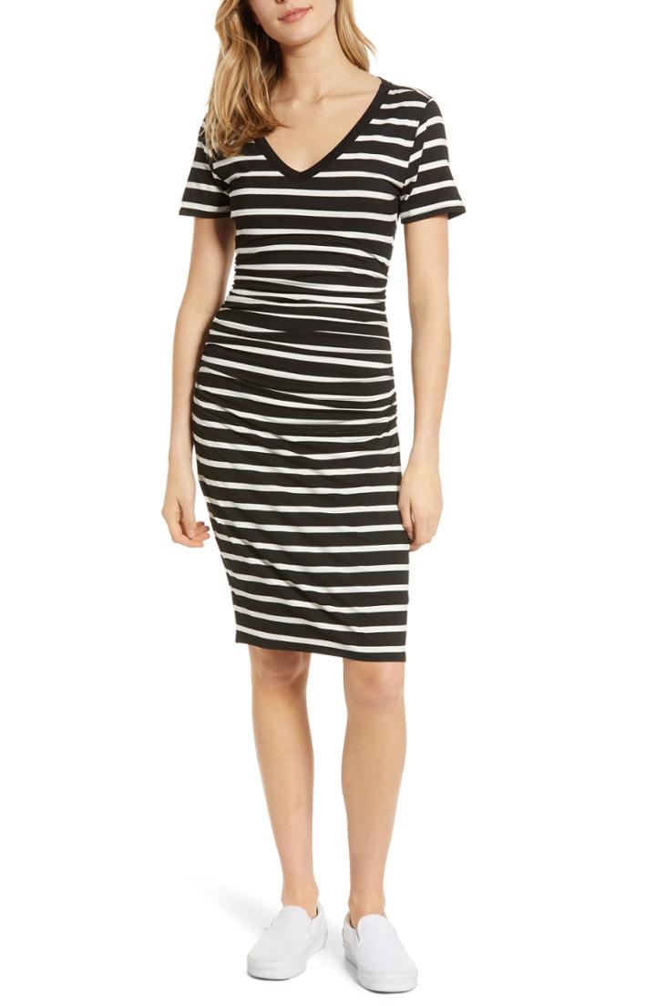Women's Bp. Stripe Ruched Body-con Dress
