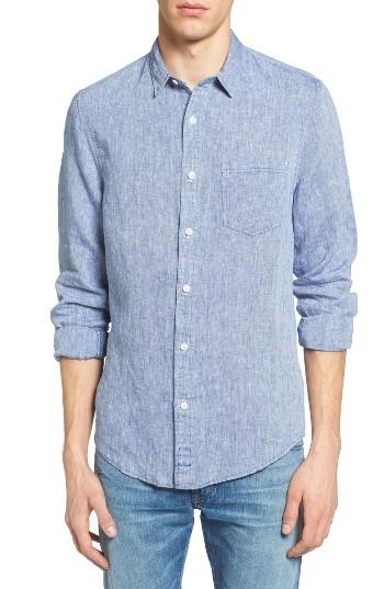 Men's 1901 'rivers' Slim Fit Woven Linen Shirt - Blue