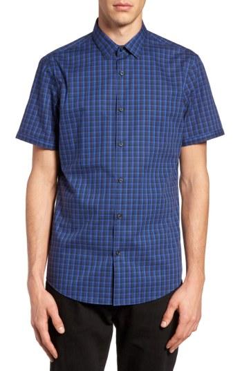Men's Calibrate Slim Fit Check Short Sleeve Sport Shirt