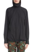 Women's Dries Van Noten Drawstring Hem Poplin Turtleneck Us / 36 Fr - Black