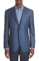 Men's Canali Classic Fit Windowpane Wool Sport Coat Us / 48 Eu R - Blue