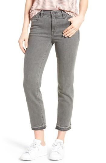 Women's Parker Smith Frayed Release Hem Crop Straight Leg Jeans - Grey