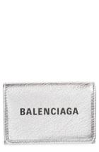Women's Balenciaga Mini Everyday Metallic Leather Wallet - Metallic
