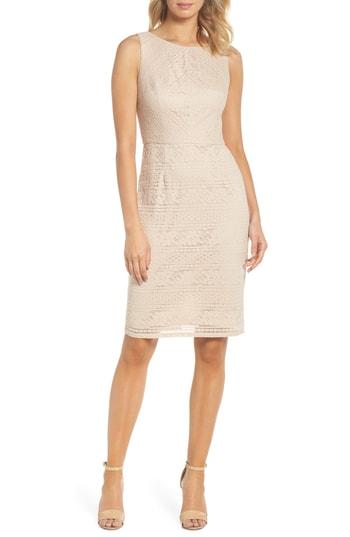 Women's Adrianna Papell Vintage Stripe Lace Sheath Dress - Beige