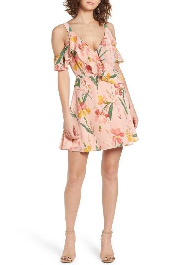 Women's Privacy Please Hamlet Off The Shoulder Wrap Dress - Pink